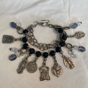 Silver and Black Charm Bracelet